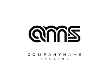 AMS Creative Unique Modern Letter Logo Design. Stylized logo featuring a unique letter design, presenting abstract minimalist aesthetics and modern appeal.