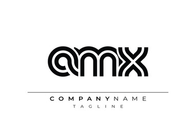 AMX Creative Unique Modern Letter Logo Design. Stylized logo featuring a unique letter design, presenting abstract minimalist aesthetics and modern appeal.