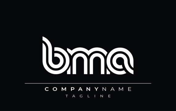 BMA Creative Unique Modern Letter Logo Design. Stylized logo featuring a unique letter design, presenting abstract minimalist aesthetics and modern appeal.