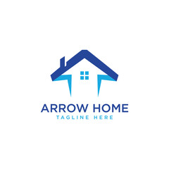 Arrow home house logo design real estate property sign modern minimal concept
