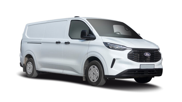  Ford Transit Custom van isolated on white background. 