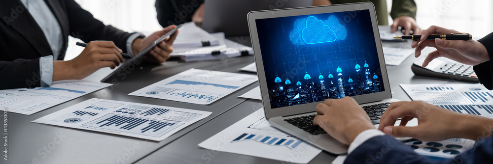 Poster cloud computing software for brisk remote work and personal data storage