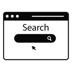 Global Search Vector Icon Showing Worldwide Internet Browsing, Data Retrieval, and Global Research Technology