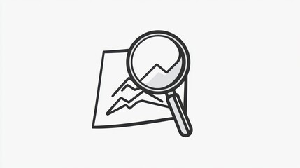 Magnifying glass analyzing graph; data analysis