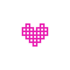Pixelated heart icon flat vector design