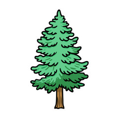 Isolated evergreen tree drawing illustration for christmas tree and forest design element use