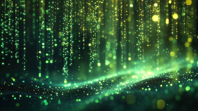 A digital matrix code background with cascading green numbers