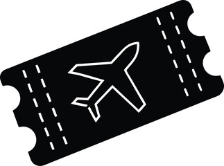 flat airplane ticket illustration on white