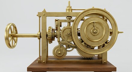 Fototapeta premium Detailed antique brass clock mechanism