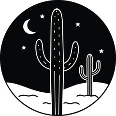 flat cactus in desert scene on white background .eps
