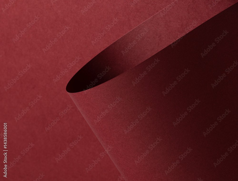 Poster matt paper texture with luxury maroon and wine red tones, sleek folded design creating bold contrast