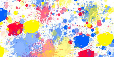 Beautiful and colorful watercolor splatter on white background for cute decoration. Vibrant abstract Pattern Seamless Colorful Bckground for Textile Wallpaper and Graphic Design.