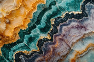 Obraz premium Stunning abstract image of multicolored onyx stone with swirling patterns and rich textures.