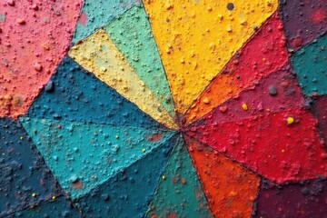 Fototapeta premium Geometric shapes in fading paint reveal late-stage deterioration , crack, retro