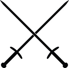 flat fencing sword crossed icon on white