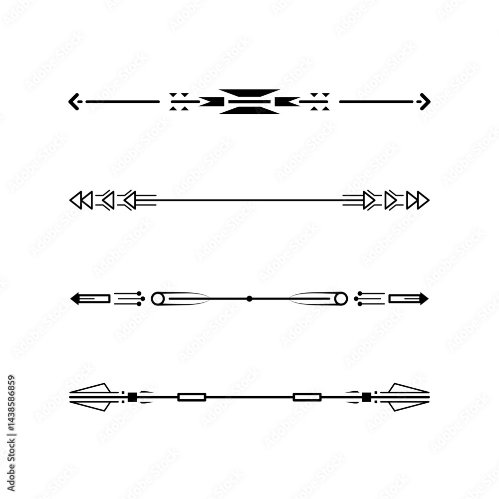 Poster set black simple line collection doodle border elements vector design style sketch isolated illustra