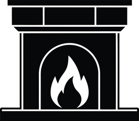 flat fireplace icon on white background .eps
