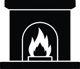 flat fireplace icon on white background .eps
