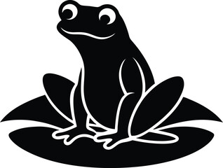 flat frog sitting on lily pad on white