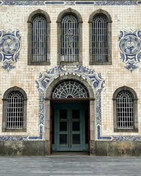 Door and windows of the Igreja Matriz de Campo, church in Valongo, Portugal