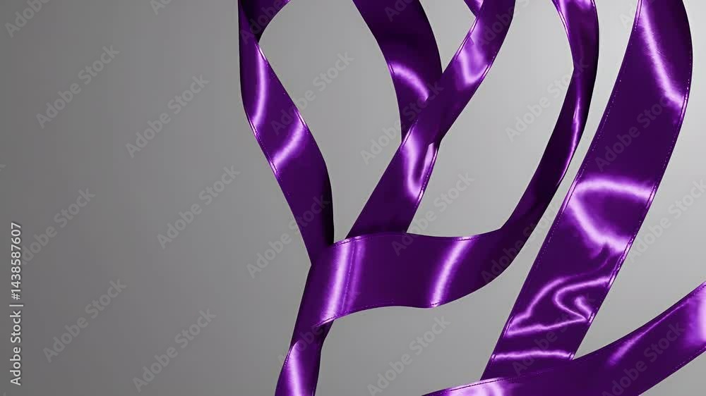 Poster create flowing motion design using waving silk ribbons purple hues soft fabric lines moving elegant 