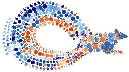 Abstract geometric design of gear rat race mosaic with round dots in various sizes