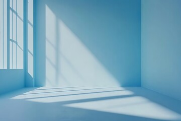 Fototapeta premium Calming Light Blue Studio Room with Soft Lighting and Modern Style