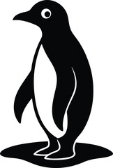 flat penguin standing on ice on white background