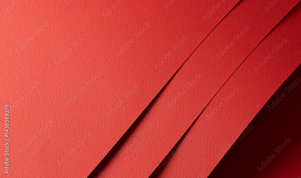 Leinwandbilder Paper texture with bright red tone, clean smooth surface and perforated geometric line composition, scarlet designer paper creating bold vibrant backdrop with warm energetic contrast..