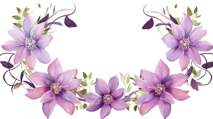 Elegant Floral Wreath Isolated on White Background for Wedding Invitations and Botanical Designs