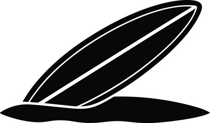 flat surfboard on sand icon on white background