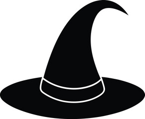 flat witch hat with crooked tip on white