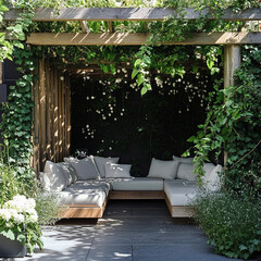Pergola with climbing plants as a Small Backyard Lounge Idea