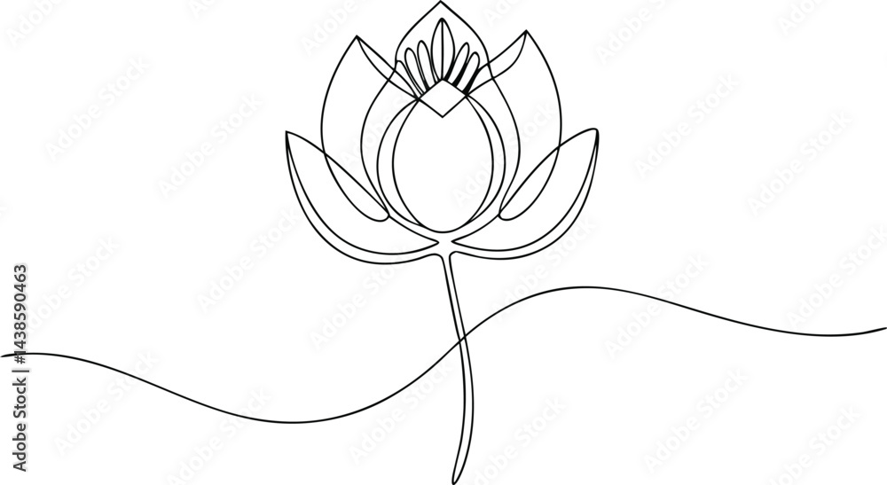 Poster beautiful continuous one line drawing of a tulip flower with minimalist and elegant artistic style