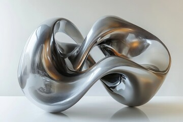 Abstract metallic sculpture with flowing, intertwined forms creating a dynamic and elegant visual.