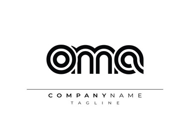 OMA Creative Unique Modern Letter Logo Design. Stylized logo featuring a unique letter design, presenting abstract minimalist aesthetics and modern appeal.