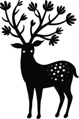 ghost deer antlers growing flowers on white