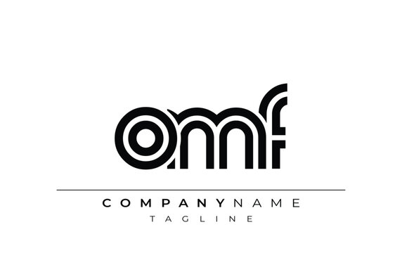 OMF Creative Unique Modern Letter Logo Design. Stylized logo featuring a unique letter design, presenting abstract minimalist aesthetics and modern appeal.
