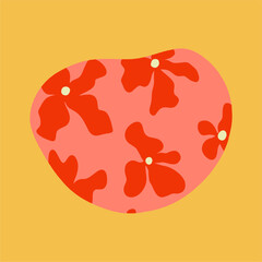 Naklejka premium Abstract figure with flowers. Hand drawn doodle. Modern contemporary fashion illustration. Flat design, hand drawn cartoon, vector.