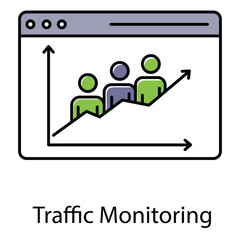Traffic Monitoring Vector Icon Illustrating Real-Time Road Traffic Surveillance and Data Collection Systems