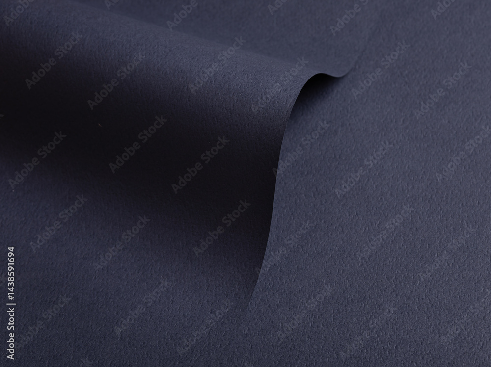 Leinwandbilder paper texture with dark blue tone, clean matte surface and wavy folded composition, geometric line o