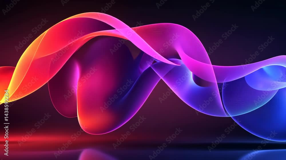 Poster vibrant colorful waves: dynamic flow and glowing abstract patterns
