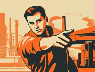 Dynamic Illustration of Man Pointing at Viewer