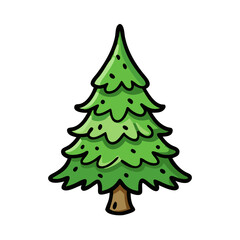Cartoon christmas tree vector illustration green pine tree drawing holiday season clip art design
