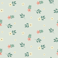 Seamless floral pattern on light background. Background in small flowers for textiles, fabrics, cotton fabric, covers, wallpaper, print, gift wrapping, postcard, scrapbooking. 