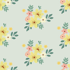 Seamless floral pattern on light background. Background in small flowers for textiles, fabrics, cotton fabric, covers, wallpaper, print, gift wrapping, postcard, scrapbooking. 