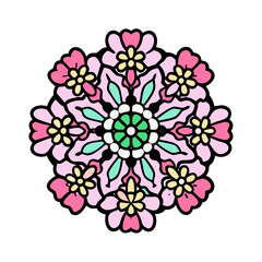 Floral mandala design with flower pattern, decorative ornament, blossom element, and art design