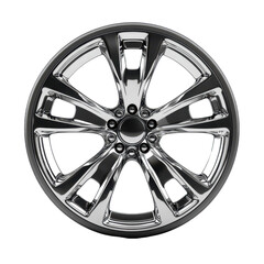 Obraz premium Unique chrome car wheel design showcasing a modern aesthetic and functional craftsmanship
