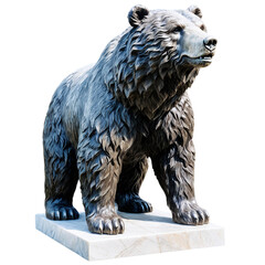 marble stone bear statue isolated on transparent background
