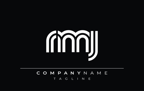 RMJ Creative Unique Modern Letter Logo Design. Stylized logo featuring a unique letter design, presenting abstract minimalist aesthetics and modern appeal.